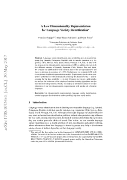 A Low Dimensionality Representation for Language Variety Identification