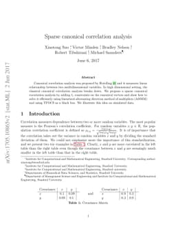 Sparse canonical correlation analysis