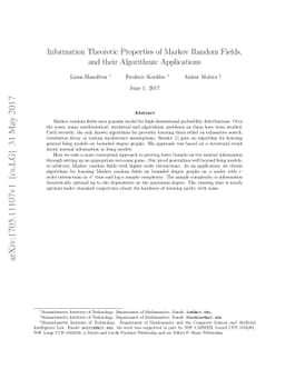 Information Theoretic Properties of Markov Random Fields, and their
  Algorithmic Applications