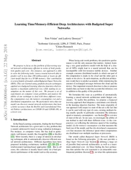 Learning Time/Memory-Efficient Deep Architectures with Budgeted Super
  Networks