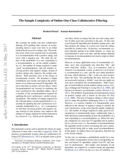 The Sample Complexity of Online One-Class Collaborative Filtering