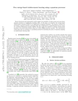 Free energy-based reinforcement learning using a quantum processor