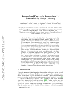 Personalized Pancreatic Tumor Growth Prediction via Group Learning