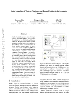 Joint Modeling of Topics, Citations, and Topical Authority in Academic
  Corpora