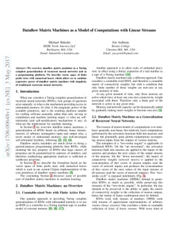 Dataflow Matrix Machines as a Model of Computations with Linear Streams