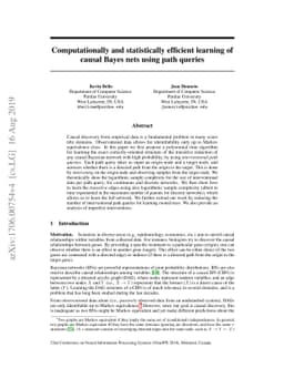 Computationally and statistically efficient learning of causal Bayes
  nets using path queries