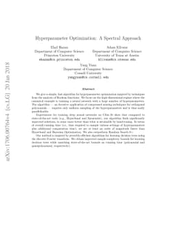 Hyperparameter Optimization: A Spectral Approach