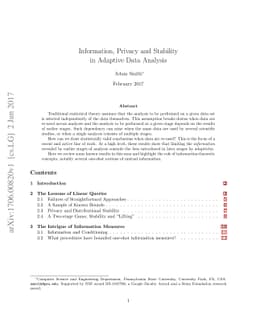 Information, Privacy and Stability in Adaptive Data Analysis