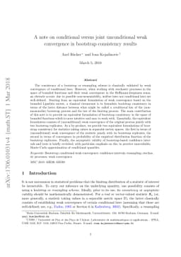 A note on conditional versus joint unconditional weak convergence in
  bootstrap consistency results