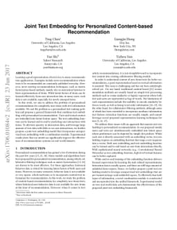 Joint Text Embedding for Personalized Content-based Recommendation