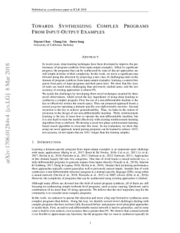 Towards Synthesizing Complex Programs from Input-Output Examples