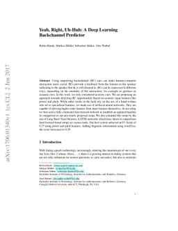 Yeah, Right, Uh-Huh: A Deep Learning Backchannel Predictor