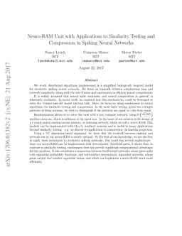 Neuro-RAM Unit with Applications to Similarity Testing and Compression
  in Spiking Neural Networks