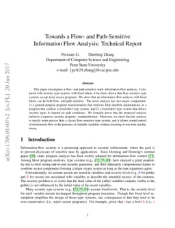 Towards a Flow- and Path-Sensitive Information Flow Analysis: Technical
  Report