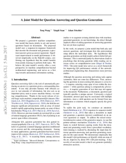 A Joint Model for Question Answering and Question Generation