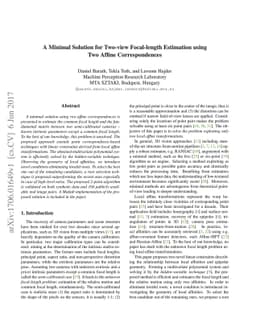 A Minimal Solution for Two-view Focal-length Estimation using Two Affine
  Correspondences