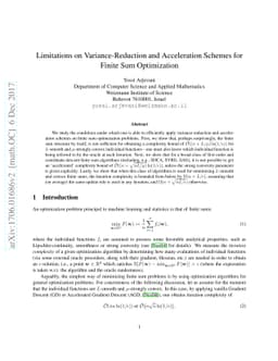 Limitations on Variance-Reduction and Acceleration Schemes for Finite
  Sum Optimization