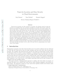 Types for Location and Data Security in Cloud Environments