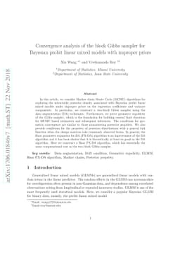 Convergence analysis of the block Gibbs sampler for Bayesian probit
  linear mixed models with improper priors