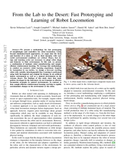 From the Lab to the Desert: Fast Prototyping and Learning of Robot
  Locomotion