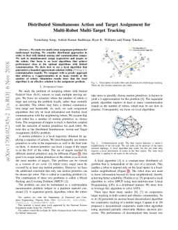 Distributed Simultaneous Action and Target Assignment for Multi-Robot
  Multi-Target Tracking