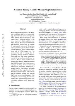 A Mention-Ranking Model for Abstract Anaphora Resolution