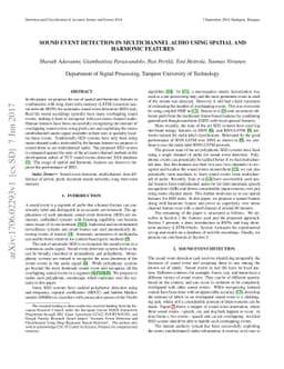 Sound Event Detection in Multichannel Audio Using Spatial and Harmonic
  Features