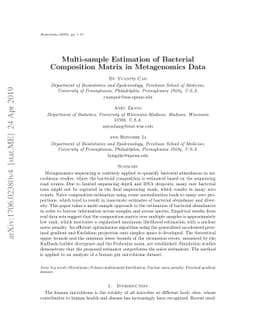 Multi-sample Estimation of Bacterial Composition Matrix in Metagenomics
  Data