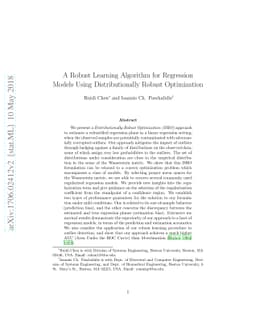 A Robust Learning Algorithm for Regression Models Using Distributionally
  Robust Optimization under the Wasserstein Metric