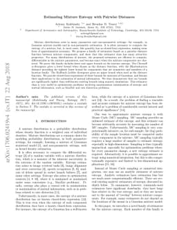Estimating Mixture Entropy with Pairwise Distances