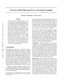 Pain-Free Random Differential Privacy with Sensitivity Sampling