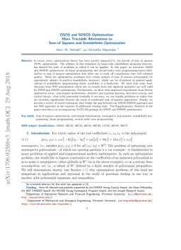 DSOS and SDSOS Optimization: More Tractable Alternatives to Sum of
  Squares and Semidefinite Optimization