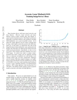 Accurate, Large Minibatch SGD: Training ImageNet in 1 Hour