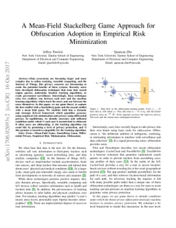 A Mean-Field Stackelberg Game Approach for Obfuscation Adoption in
  Empirical Risk Minimization