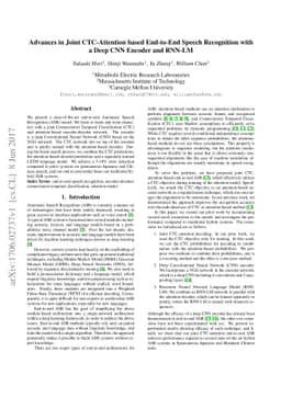 Advances in Joint CTC-Attention based End-to-End Speech Recognition with
  a Deep CNN Encoder and RNN-LM