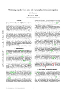 Optimizing expected word error rate via sampling for speech recognition
