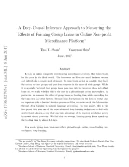 A Deep Causal Inference Approach to Measuring the Effects of Forming
  Group Loans in Online Non-profit Microfinance Platform