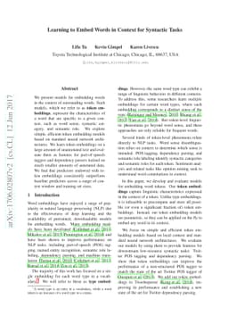 Learning to Embed Words in Context for Syntactic Tasks