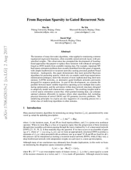 From Bayesian Sparsity to Gated Recurrent Nets