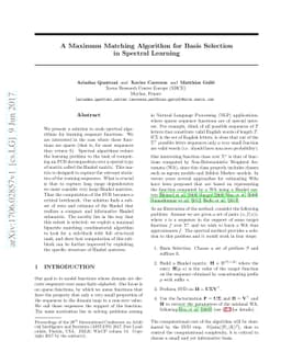 A Maximum Matching Algorithm for Basis Selection in Spectral Learning