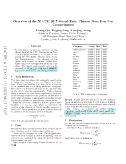 Overview of the NLPCC 2017 Shared Task: Chinese News Headline
  Categorization