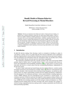 Bandit Models of Human Behavior: Reward Processing in Mental Disorders