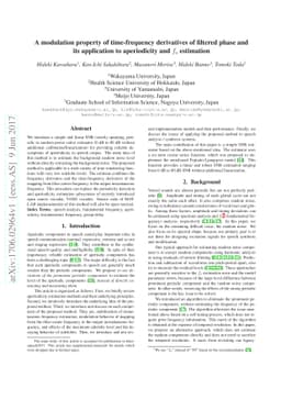 A modulation property of time-frequency derivatives of filtered phase
  and its application to aperiodicity and fo estimation