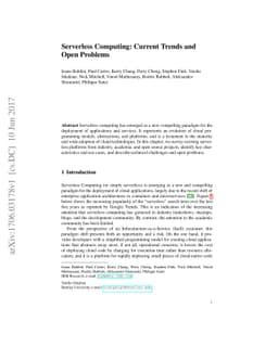 Serverless Computing: Current Trends and Open Problems