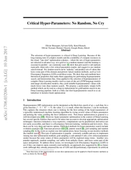 Critical Hyper-Parameters: No Random, No Cry