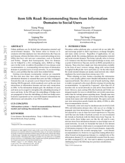 Item Silk Road: Recommending Items from Information Domains to Social
  Users