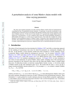 A perturbation analysis of some Markov chains models with time-varying
  parameters