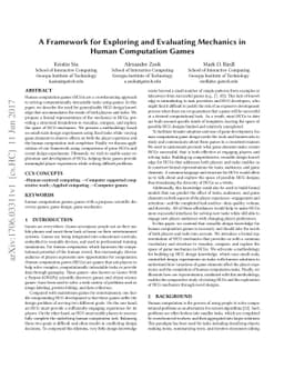 A Framework for Exploring and Evaluating Mechanics in Human Computation
  Games