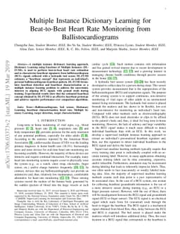 Multiple Instance Dictionary Learning for Beat-to-Beat Heart Rate
  Monitoring from Ballistocardiograms