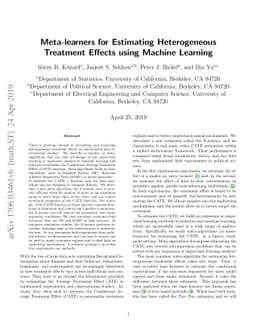 Meta-learners for Estimating Heterogeneous Treatment Effects using
  Machine Learning
